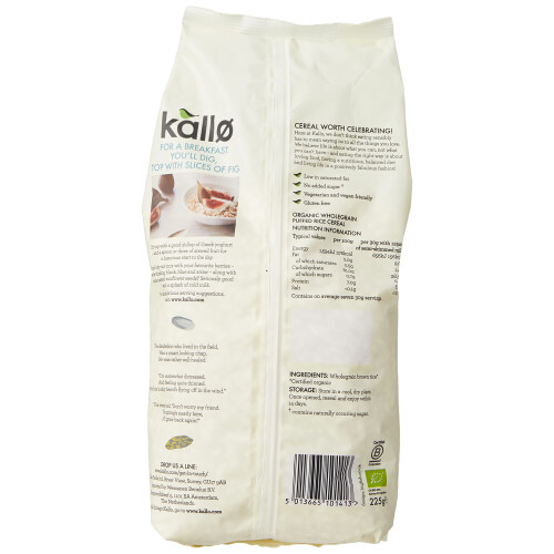 Kallo Organic Puffed Rice Cereal, 225g 1