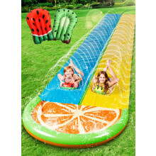 Sloosh 22.5ft/685.8cm Water Slides with 2 Inflatable Boards, Double Lane Lawn Water Splash Slip and Slide with Advanced Sprinklers Summer Toy for Kids