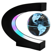 Surplex Luminous Floating World Globe with 7 Color Lights, C-Shaped Automatic Rotating Globe, Magnetic Field Levitation World Map Educational,