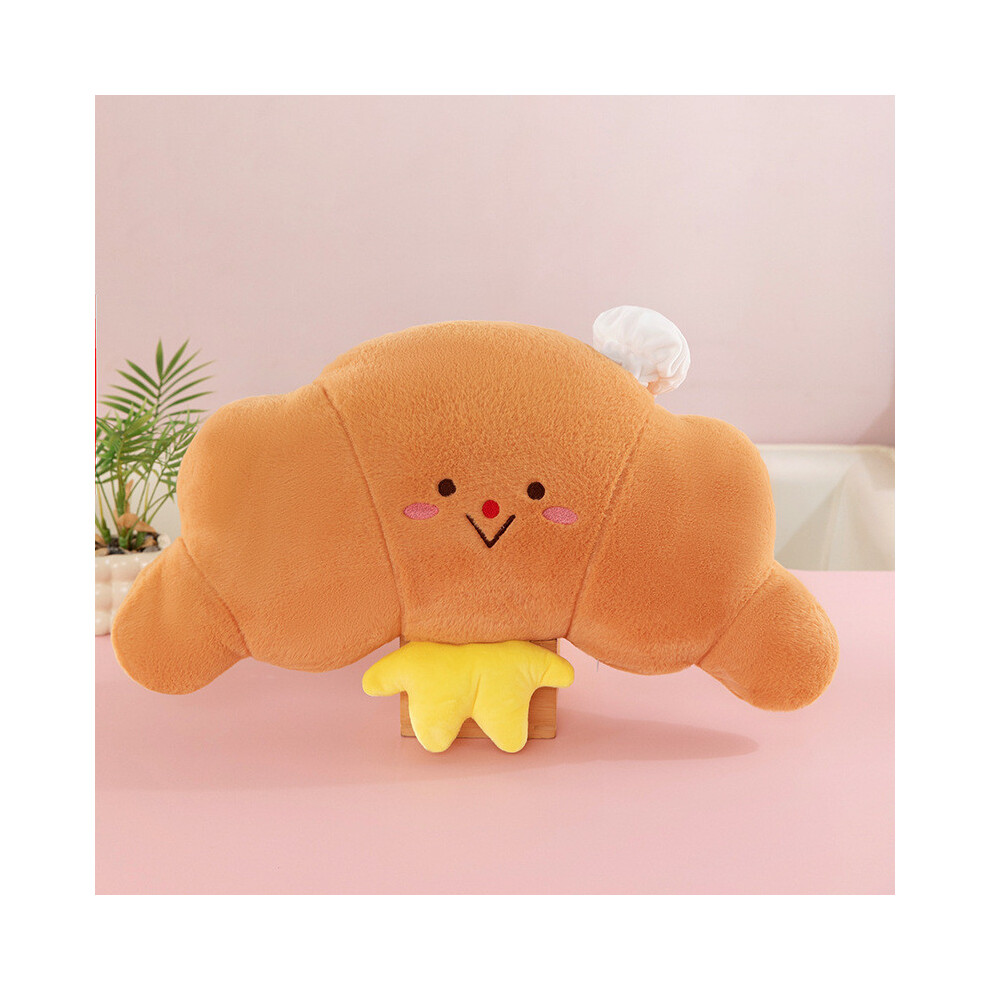 (Horn Bread, 35cm) Khaki Cute Croissant Hot Dog Food Shape Plush Doll Pillow Companion Children Toy-image-OPC-PK66HFC-NEW
