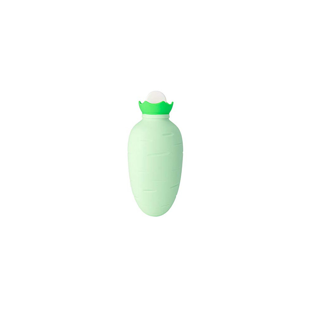 Silicone Hot Water Bottle, Cute Radish Warm Pack, Microwave Heating, Hand Warmer, Winter, Color White Green