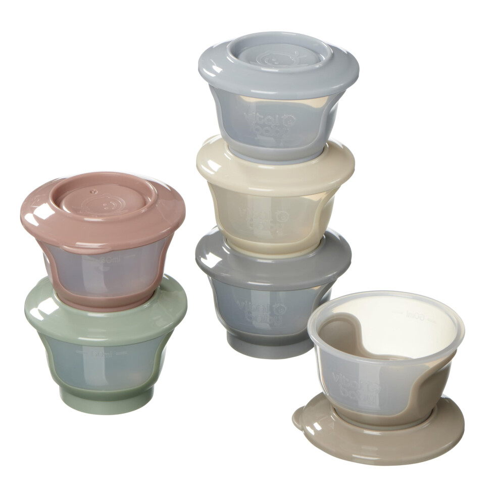Nourish Store & Wean Food Pots 60Ml 6Pk 4M+, Leak Vital Baby