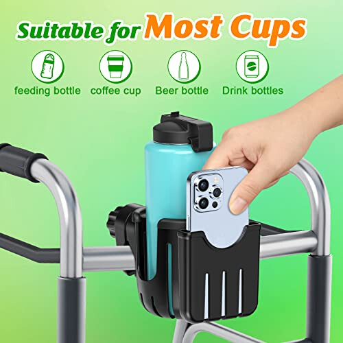 Guiseapue Stroller Cup Holder with Phone Holder, Universal B 1