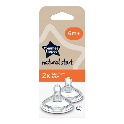 Tommee Tippee Tommee Tippee Natural Start Baby Bottle Teats, Fast Flow for 1