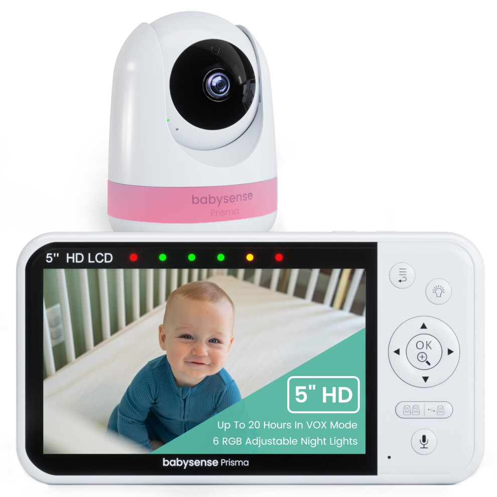 Babysense Prisma Baby Monitor With Camera And Audio, 5 Inch