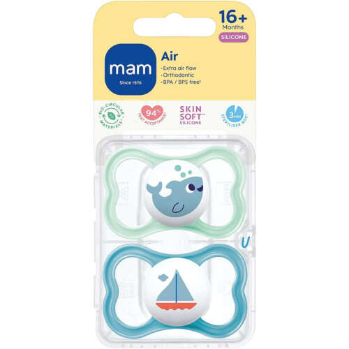 MAM MAM Air Soothers | 18-36 Months | 2 Pack | Comes in Dummy St 1
