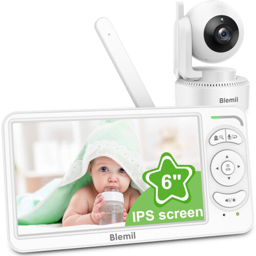 Blemil BabyMonitor with Camera and Audio, 6'' IPS Screen Bab