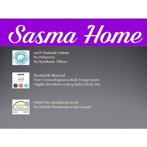 Sasma Home - 2 x Cot Fitted Sheets 120x60cm - 100% Cotton, S 2