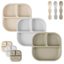 PandaEar 3 Pack Baby Suction Plates for Weaning with Spoons,
