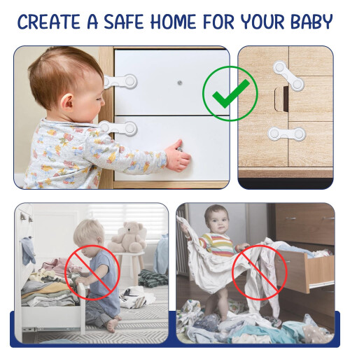 Septeamay Cupboard Locks for Children 8 Pack, Child Locks fo 2