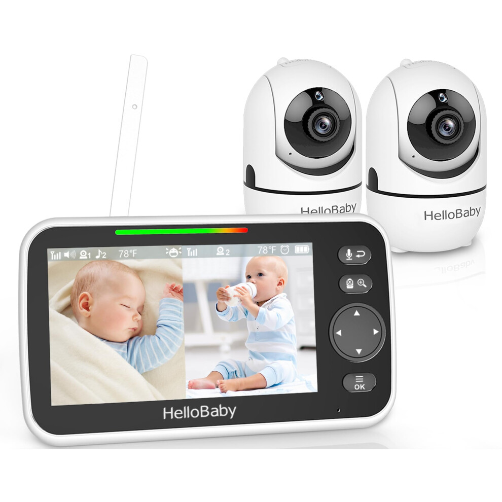 HelloBaby Baby Monitor with 2 Cameras and Night Vision, 5''