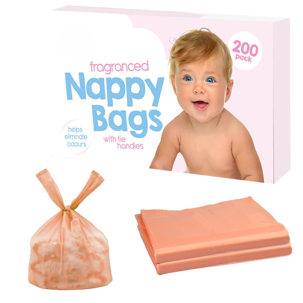 200 Coloured Nappy Bags With Tie Handles - Fragranced For El Light D.a.y. Republic
