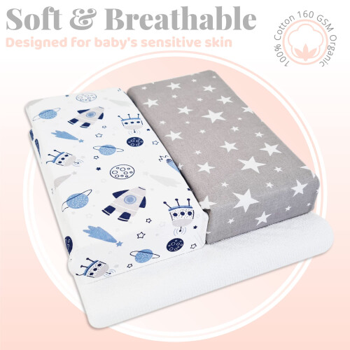 Next to Me Crib Sheets - 3pc Crib Fitted Sheet Set - 2 Fitte 2