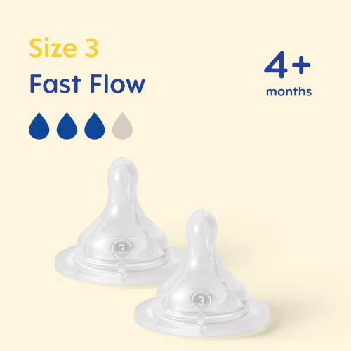 MAM MAM Teats Size 3 | 2 Pack | Fast Flow | Suitable from 4+ Mon 1