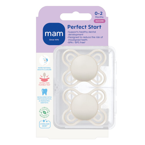 MAM MAM Perfect Soothers | 0-2 Months | 2 Pack | Newborn Dummies 1