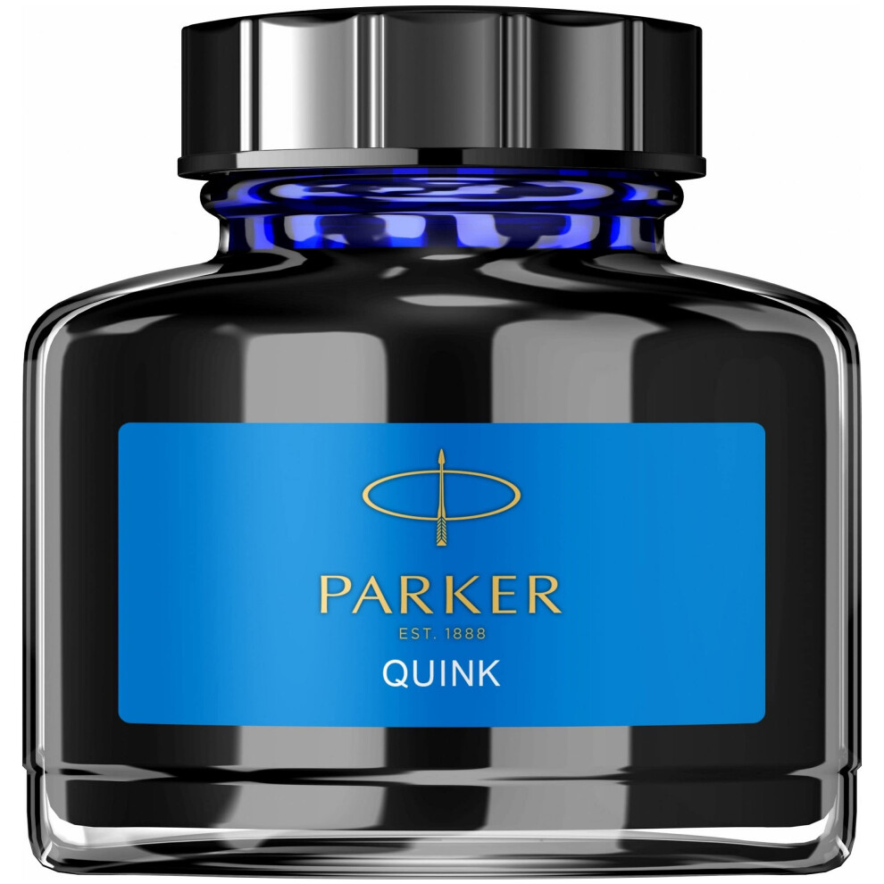 Parker Fountain Pen Ink Bottle | Washable Blue QUINK Ink | 57 ml