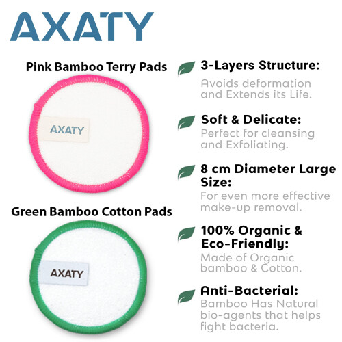 AXATY 3-Layers Reusable Makeup Remover Pads - Organic Bamboo 2