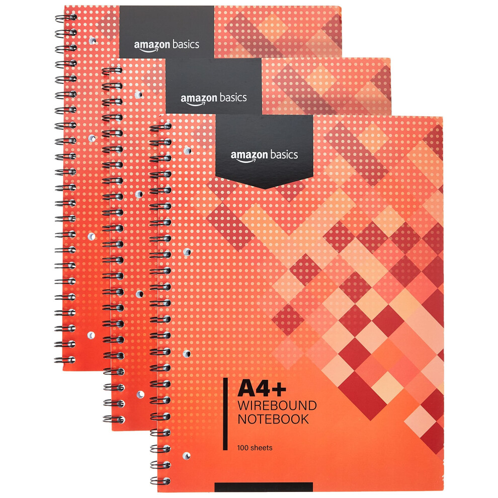 Amazon Basics Wirebound Notebook, 100 Sheets, 200 Pages A4+, 80GSM,