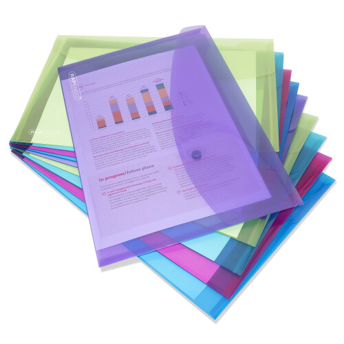 Rapesco 1665 ECO Recycled Popper Wallets, A4+, Assorted Bright 2