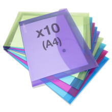 Rapesco 1665 ECO Recycled Popper Wallets, A4+, Assorted Bright