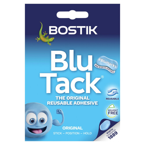 Bostik Blu Tack Blue - Handy Size - Multipurpose Reusable Adhesive -