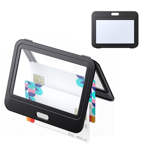 Uniclife ID Badge Holder with Double-Sided Windows Horizontal Hard 1