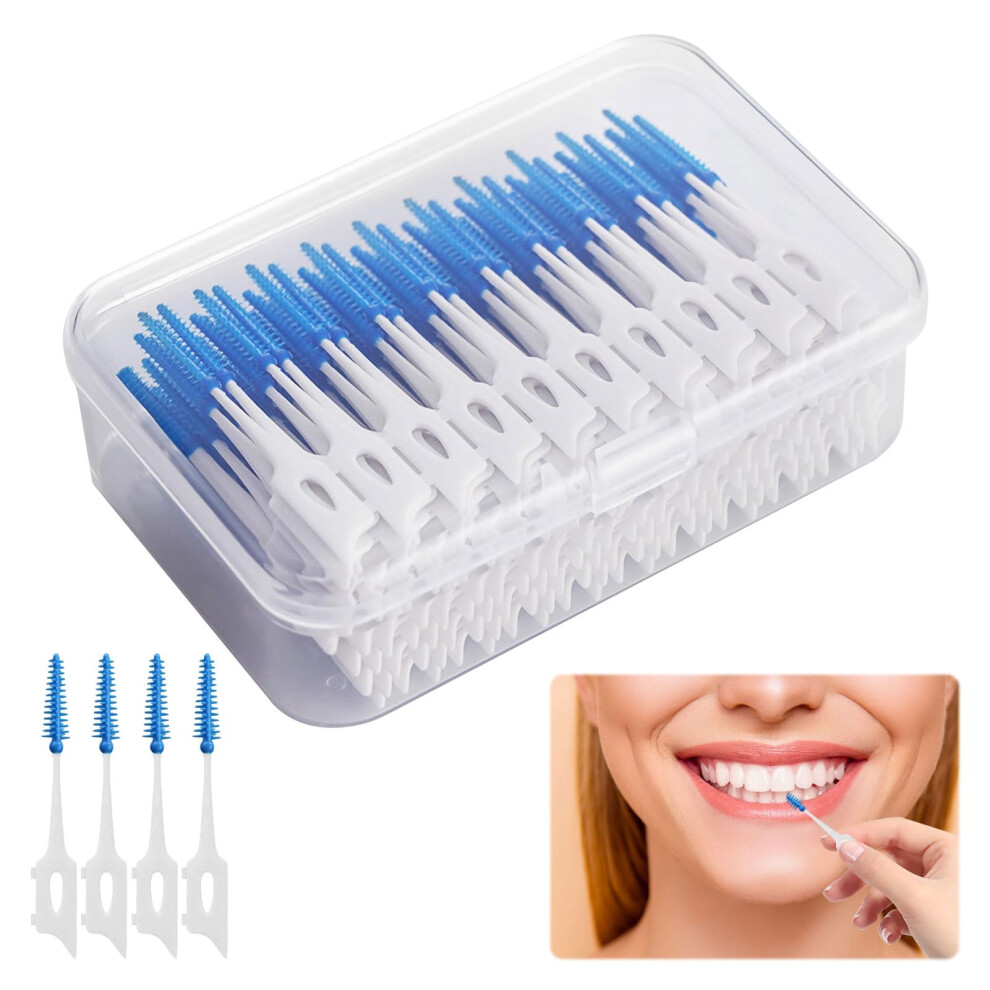 Blue Interdental Brushes 220 Pieces Silicone Toothbrushes Portable Floss Picks For Braces Oral Care Gap Cleaning Tools