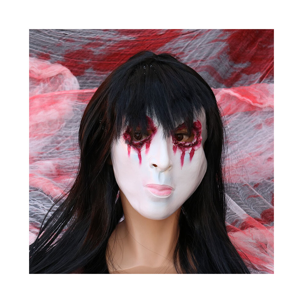 (Style B) Sadako Yamamura Halloween Horror Mask Haunted House Escape Props Costume Npc-image-OPC-PK67BNQ-NEW