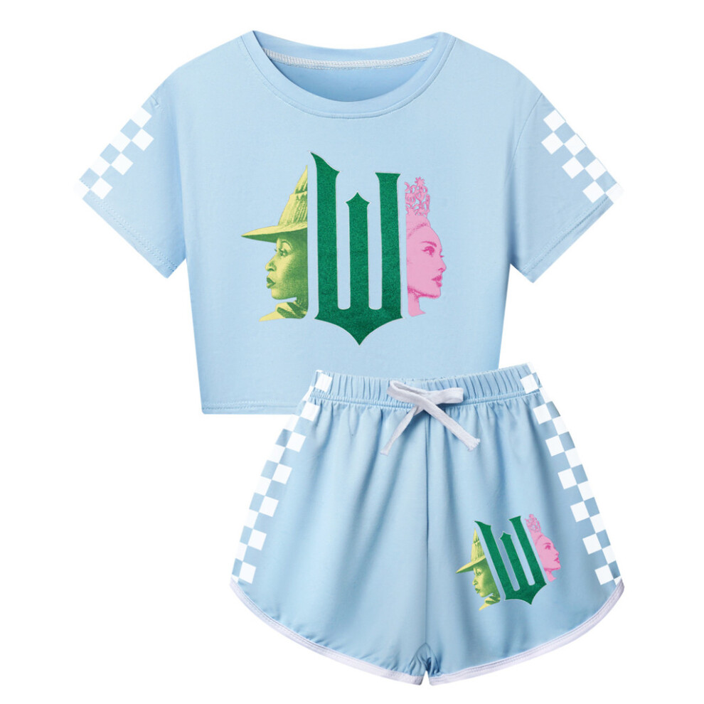(Light Blue, 110cm) Children Wicked Print Short Sleeved Short Style Suit Clothing Pajama Fashion-image-OPC-PK67C52-NEW