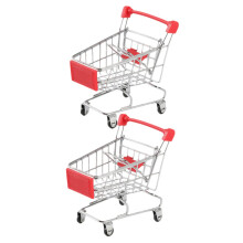 Mini Shopping Cart Toy 2 Pieces, Fun Simulation Trolley for Role-Play, Storage of Small Items, 15 cm