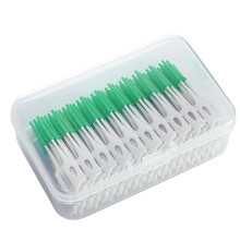 Interdental Brush Set with Toothpick and Floss, Double Head Design, 160 Pieces for Small Gaps, Green Color