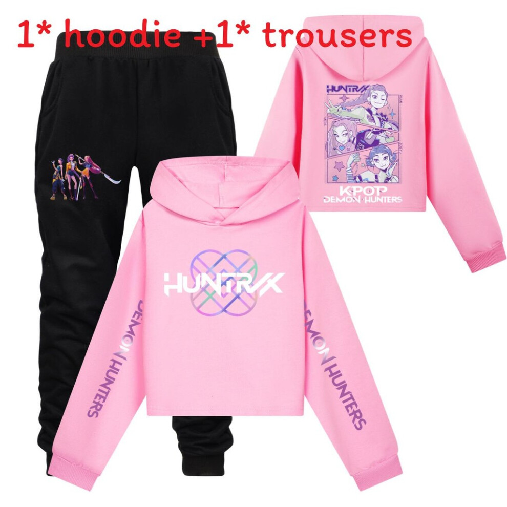 (Pink, 110cm) Demon Kpop Hunters Kids Long Sleeved Sweatshirt Pants Set Gift Clothing Fashion-image-OPC-PK67F8W-NEW