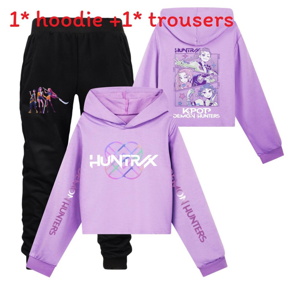 (Purple, 110cm) Hunters Demon Kpop Kids Long Sleeved Sweatshirt Pants Set Gift Fashion Clothing-image-OPC-PK67F5S-NEW