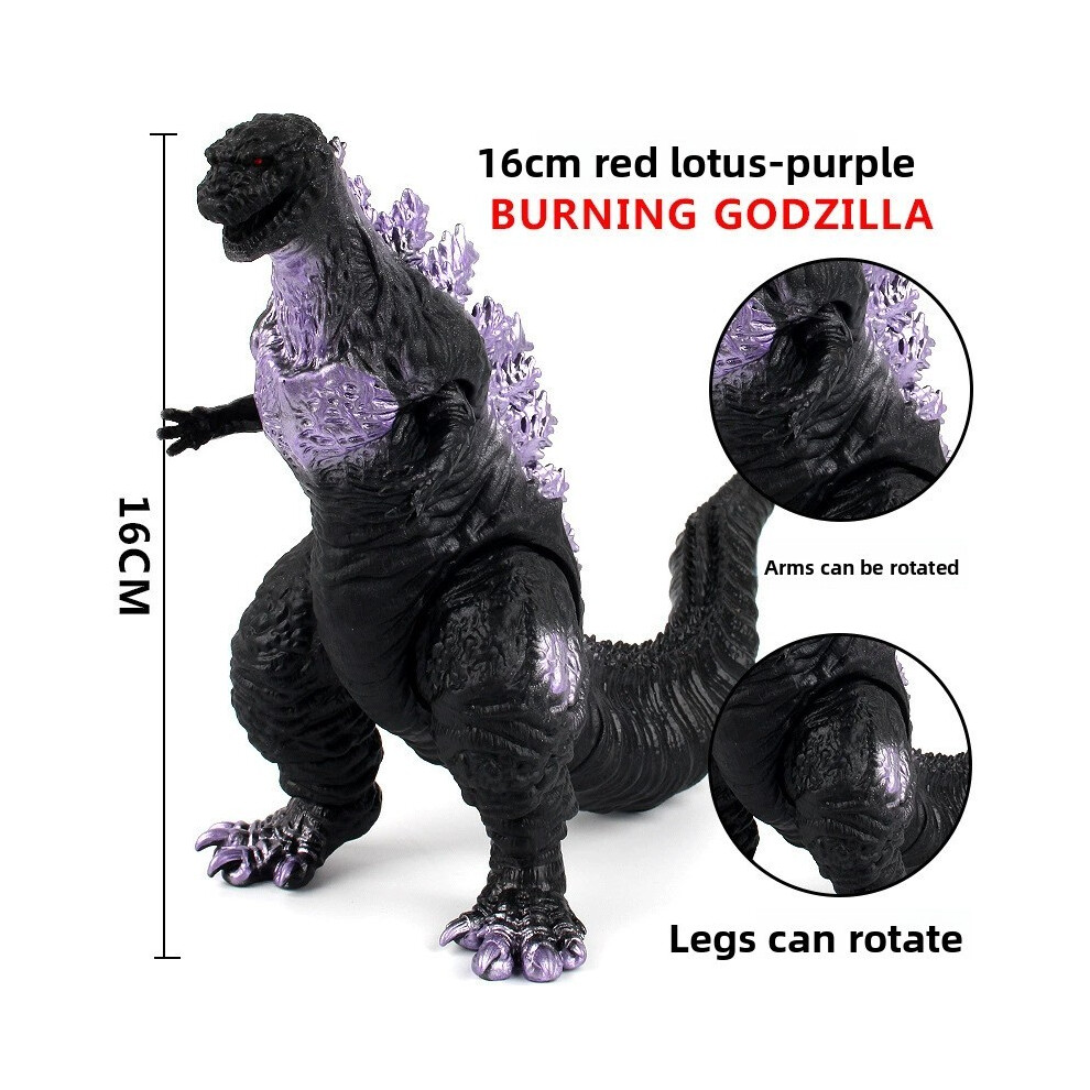 (Purple) Monster Mechanical Godzilla Model Soft Rubber Toy With Movable Fans Joints For