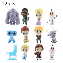 Modellino bambola Frozen Elsa Anna Olaf 12 pezzi giocattolo decorazione scrivania regalo natale