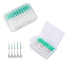 Interdental Brushes, Portable Silicone Toothbrushes, Dual Use Mouth Cleaners, Green, 200 Pieces, One Size