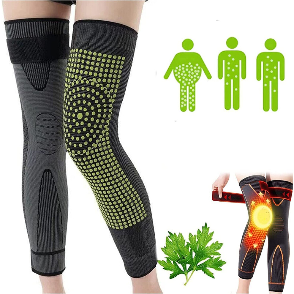 Black Tourmaline Acupressure Self-Heating Knee Sleeve For Detox & Shaping, Mugwort Knee Pads, Size M,