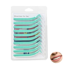 10pcs Angled Interdental Brushes for Easy Teeth Cleaning, L-Shaped Oral Hygiene Tools, Green Color Interdental Toothbrushes