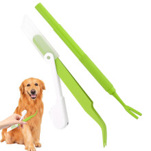 Tick Remover for People and Cats - 2-Piece Stainless Steel Tick Removal Set with Lightweight Tweezers for Pets