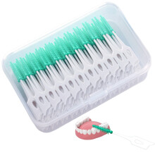 160pcs Interdental Brushes Soft Polyvinyl Portable Disposable Toothpick for Teeth Cleaning Green