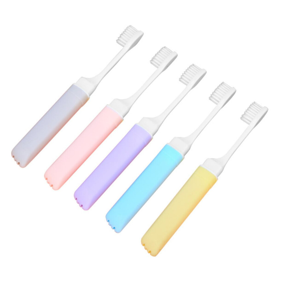 Foldable Toothbrush Set of 5 Ergonomic Wear-Resistant Travel Toothbrushes in Random Colors Safe and Odor-Free