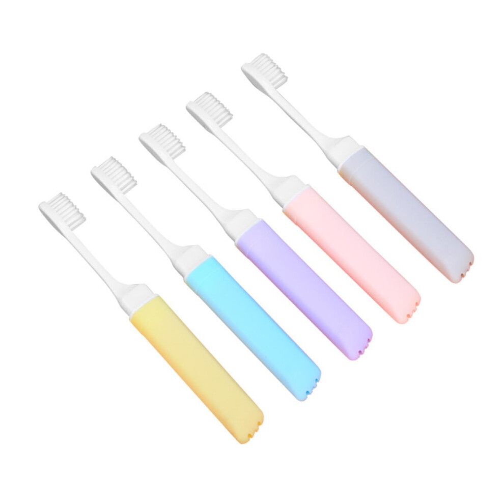 Foldable Toothbrush Set of 5 Travel Toothbrushes Durable and Hygienic Soft Bristles for Gentle Oral Care and Cleaning