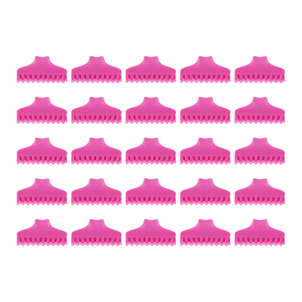 Unisex Pink 25Pcs Hair Curler Claw Clip Set Perm Jaw