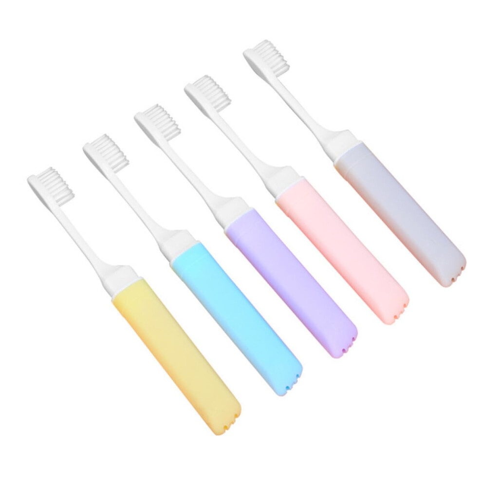 Foldable Toothbrush Set of 5 Ergonomic Design for Gentle Teeth Cleaning and Gum Care in Random Colors for Travel