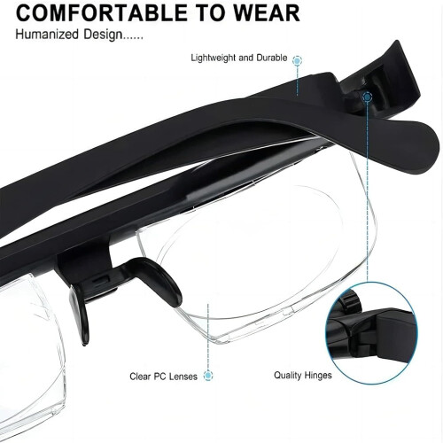 Adjustable Focus Glasses for Close and Long Vision, Dial Adjustable Reading Glasses, Unisex, 1 Piece 2
