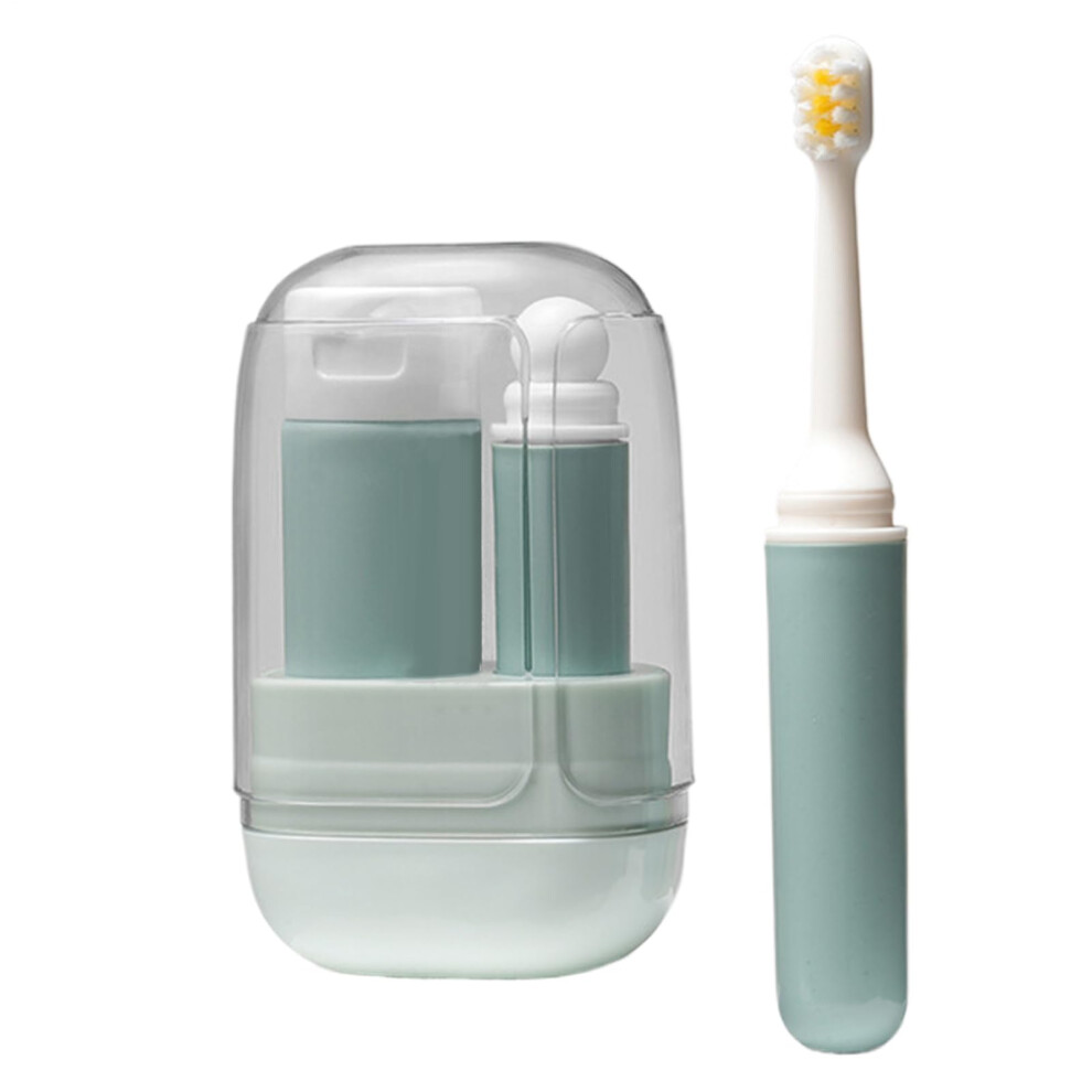 Toothbrush Travel Kit with Ergonomic Holder, Foldable Cup, Compact Size 3.01x2.05x4.92in, Blue for Business Trip and Daily Commute