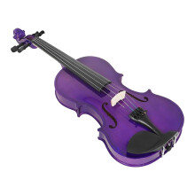 4/4 Violin Solid Wood Purple Acoustic Violin for Beginners String Instrument with High-Quality Strings