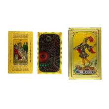 Gold Foil Tarot Cards Waterproof PVC Golden Universe Color Printed Deck for Divination and Tarot Reading