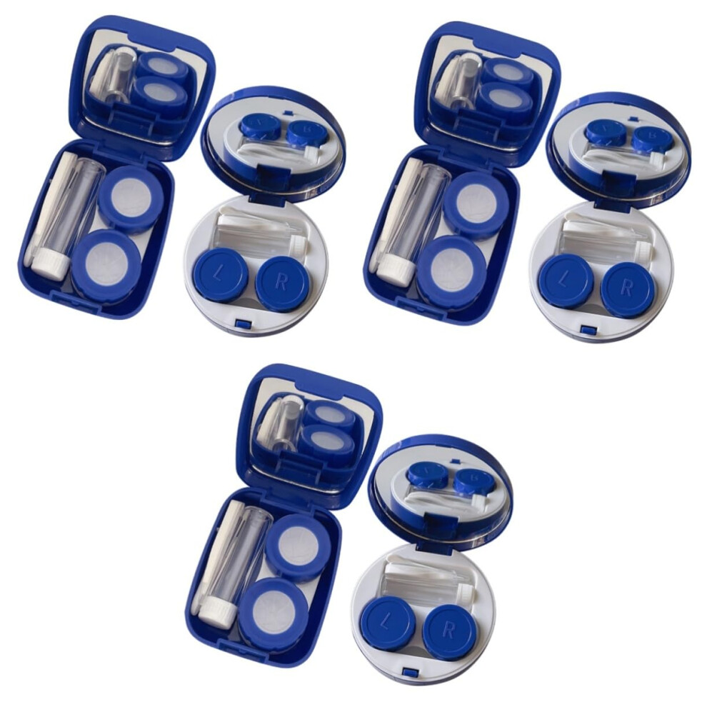 Blue Pack Of 6 Coloured Contact Lenses With Case - Rgp Contact Lens Holder Storage Container For Accessories