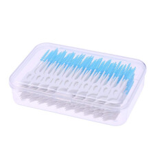 Double-Ended Interdental Brushes Pack of 160, Soft Silicone Toothpick Floss for Interdental Cleaning, Blue